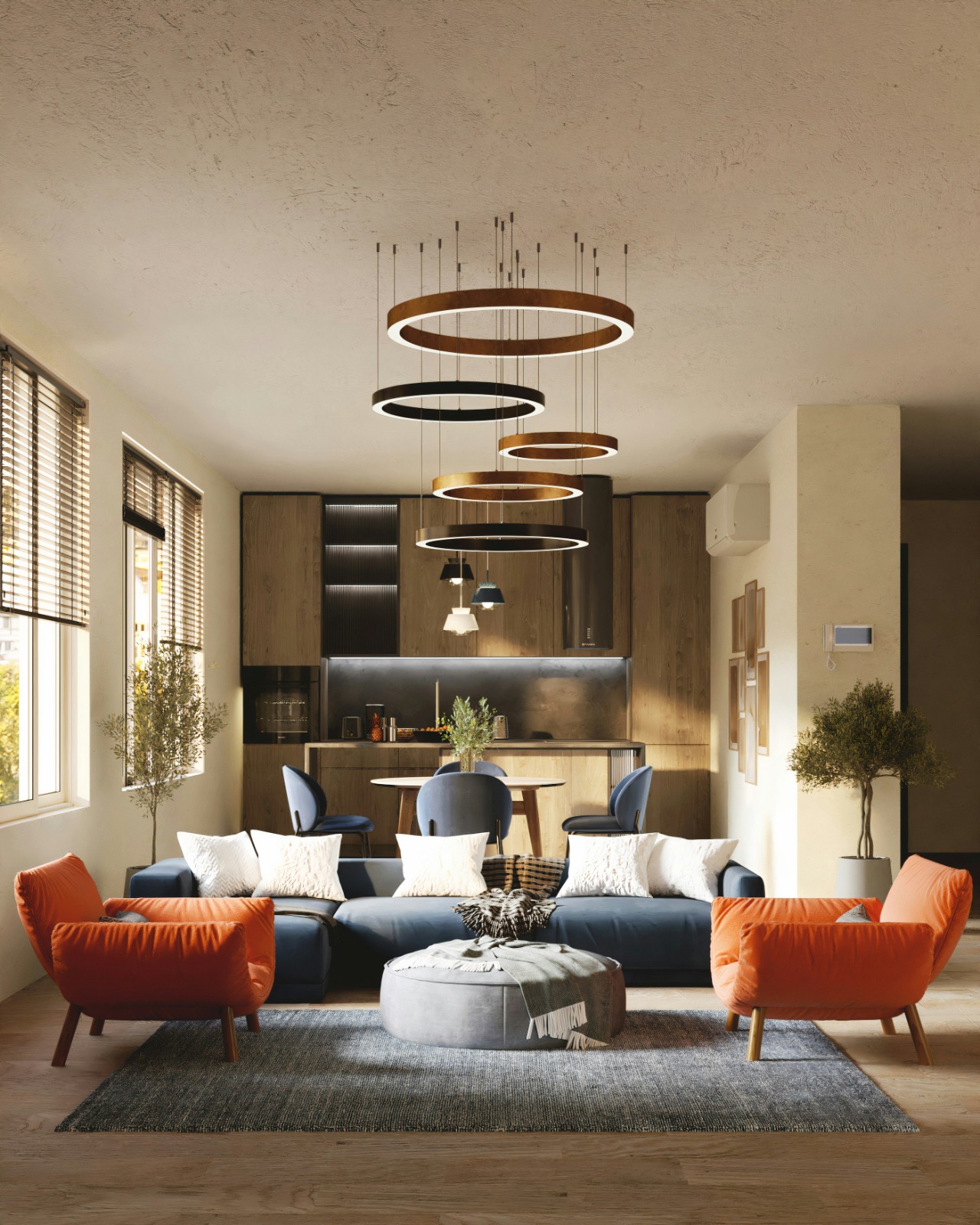 Scandinavian style residential living room interior by Viona Interiors, Pune